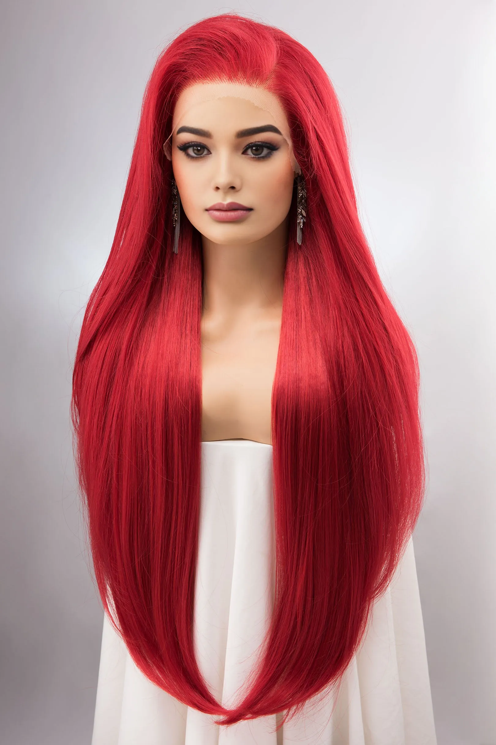 Red Straight Lace Front Synthetic Wig Aitana