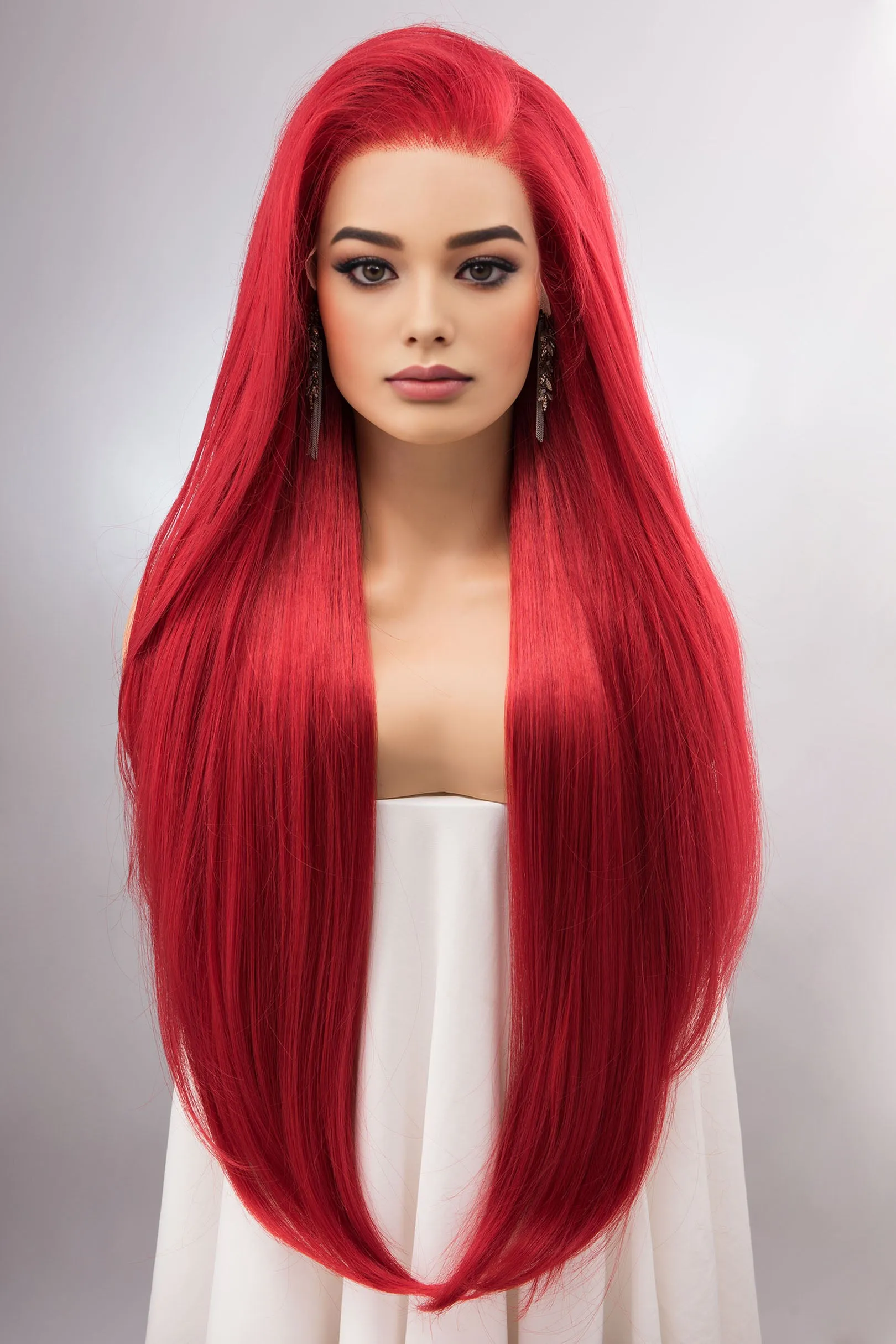 Red Straight Lace Front Synthetic Wig Aitana