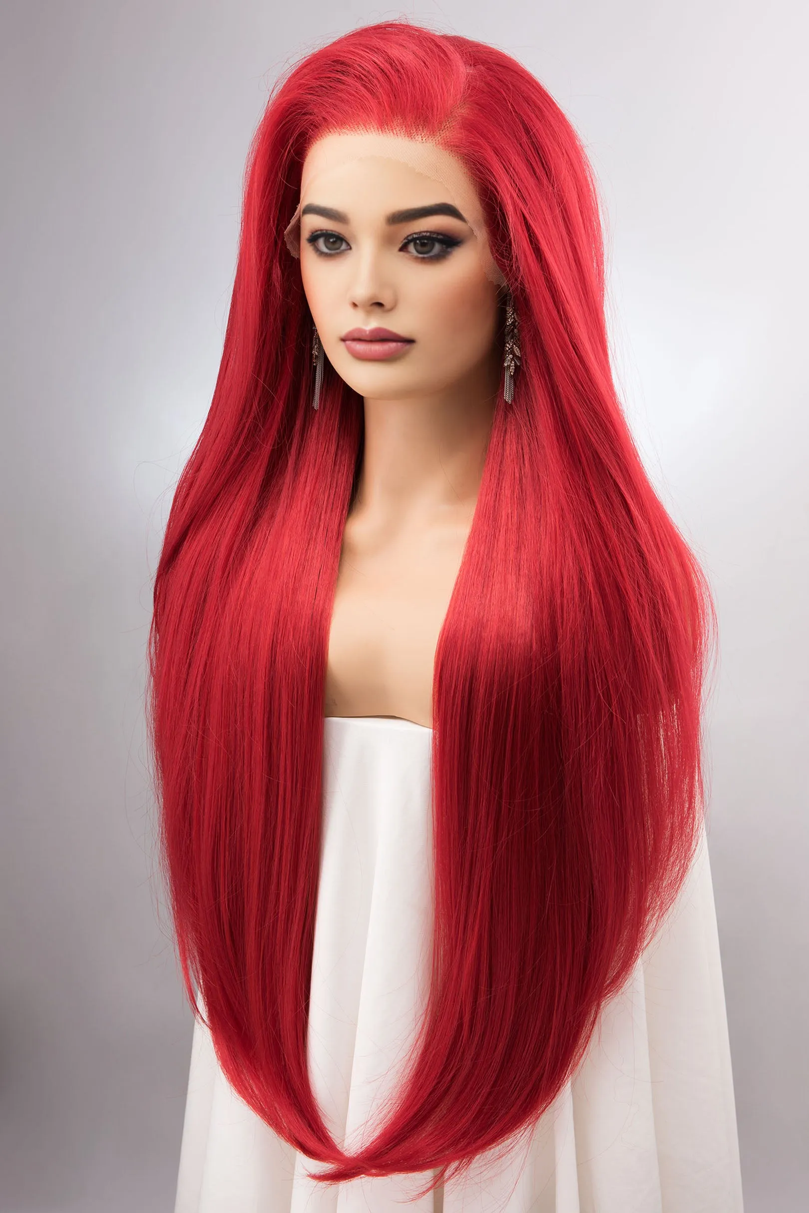 Red Straight Lace Front Synthetic Wig Aitana