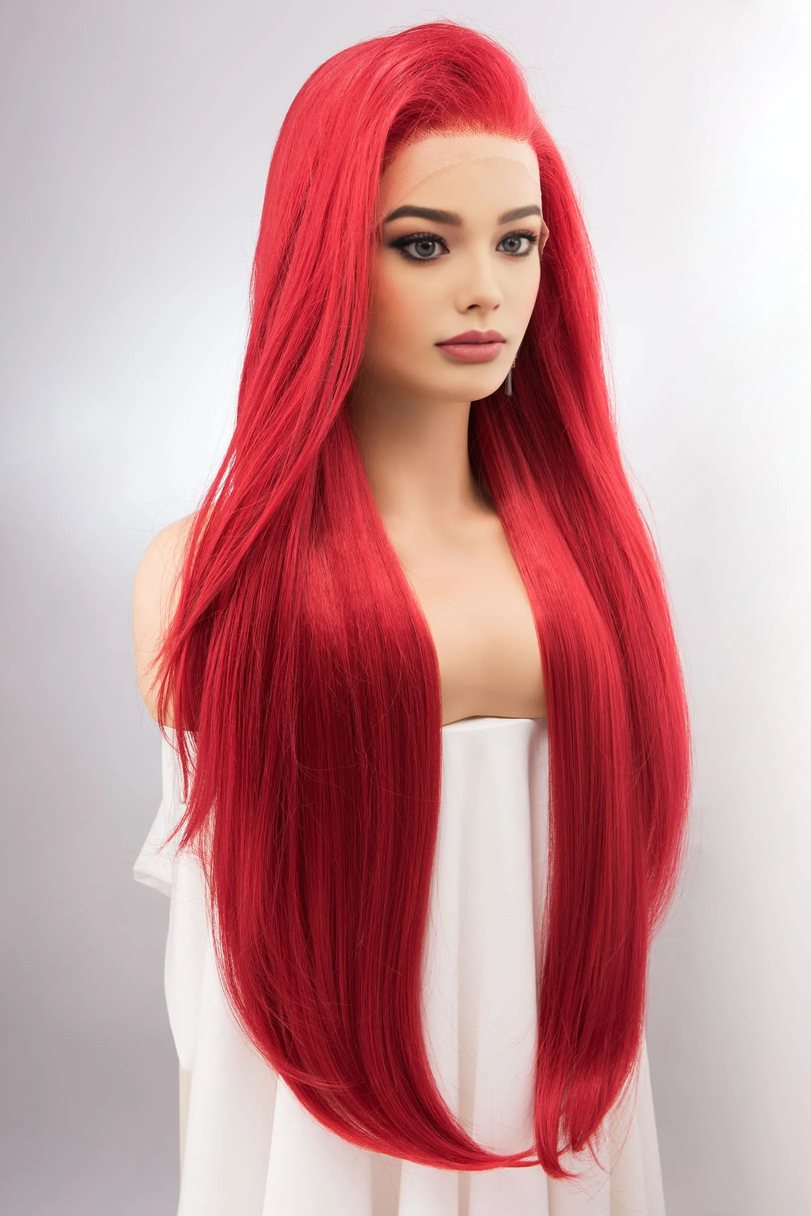 Red Straight Lace Front Synthetic Wig Aitana