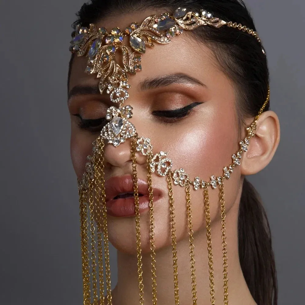 Rhinestone Tassel Mask