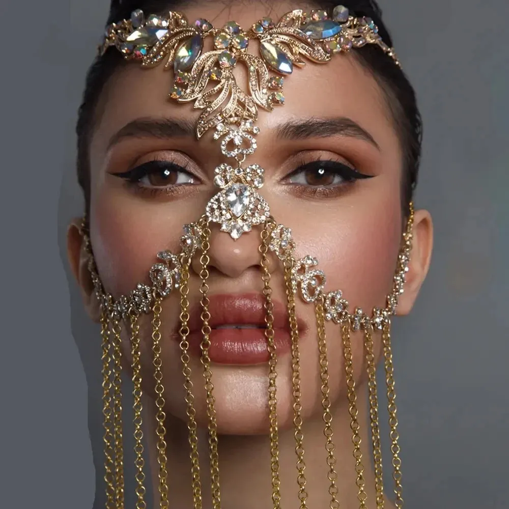Rhinestone Tassel Mask