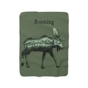 Roaming Moose Sherpa Fleece Blanket