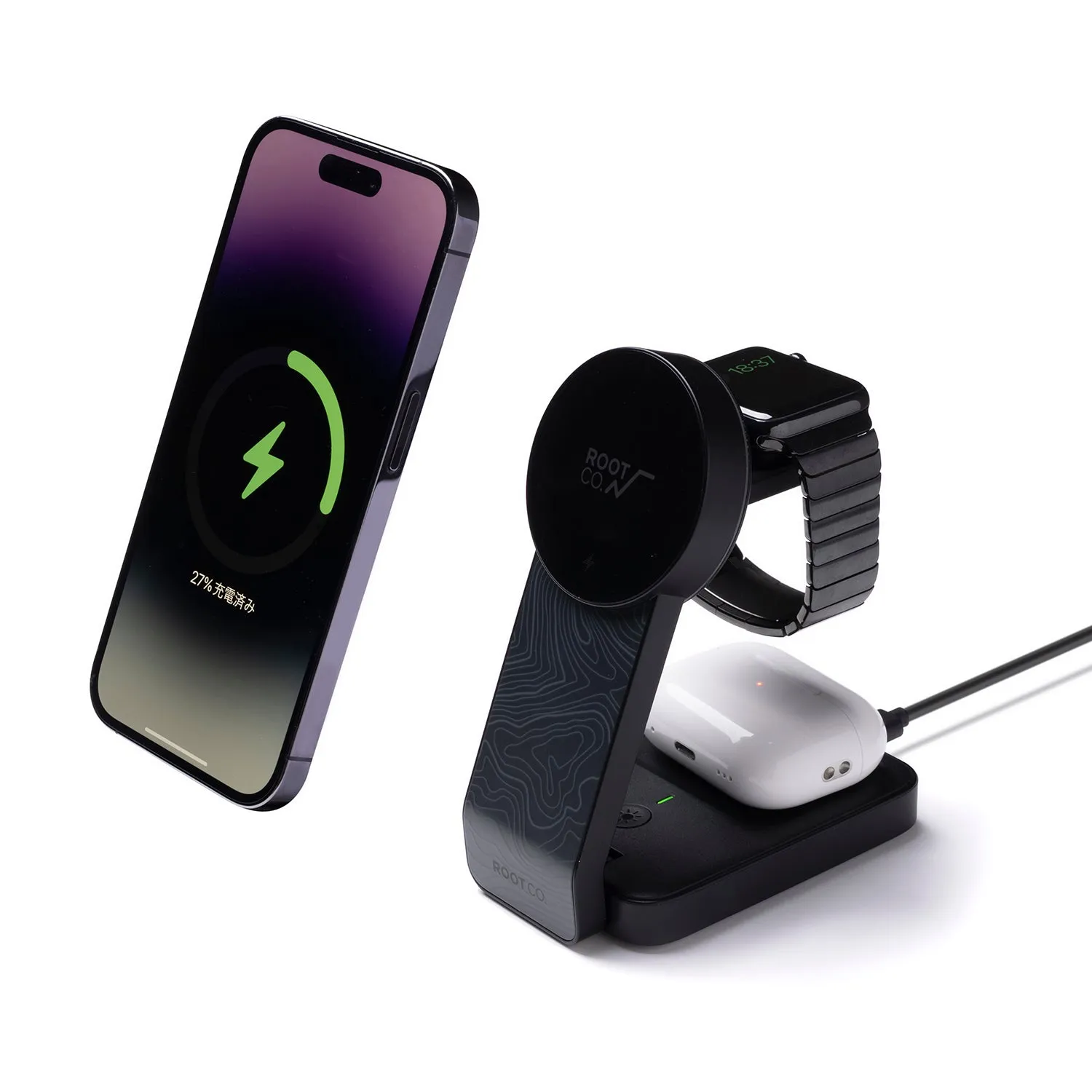 ROOT CO. | ルート　PLAY EZ Fold - 3 in 1 Mag Safe Charging Station (ブラック)