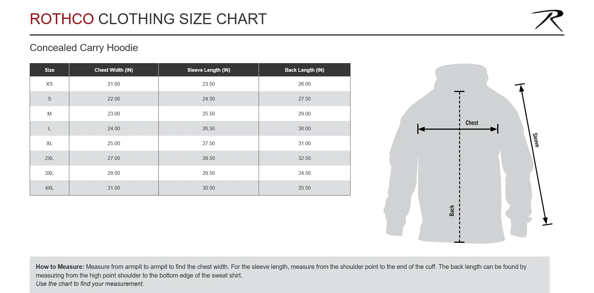 Rothco Concealed Carry Hoodie - Gunmetal Grey