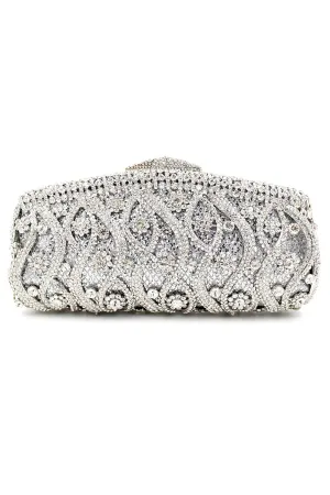 Roycebridal Silver Rhinestones Chain Square Party Handbag