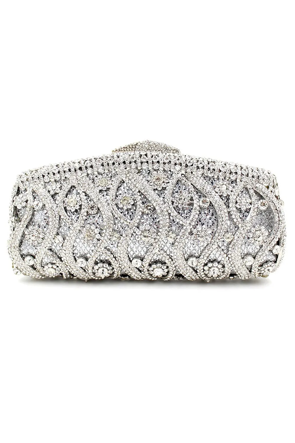 Roycebridal Silver Rhinestones Chain Square Party Handbag