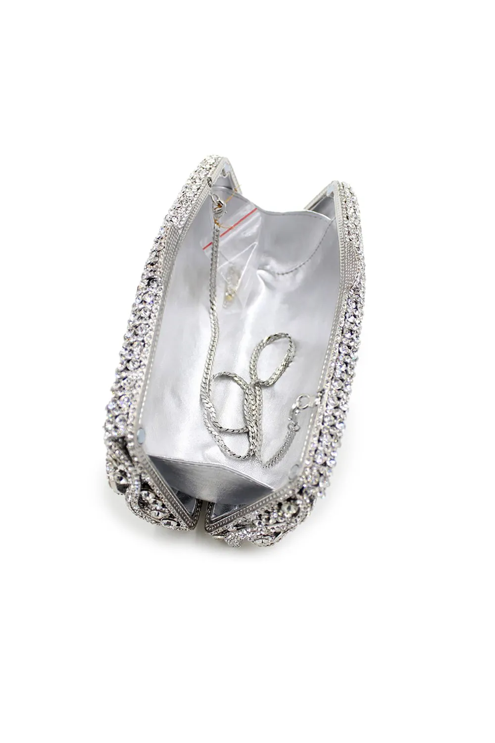 Roycebridal Silver Rhinestones Chain Square Party Handbag