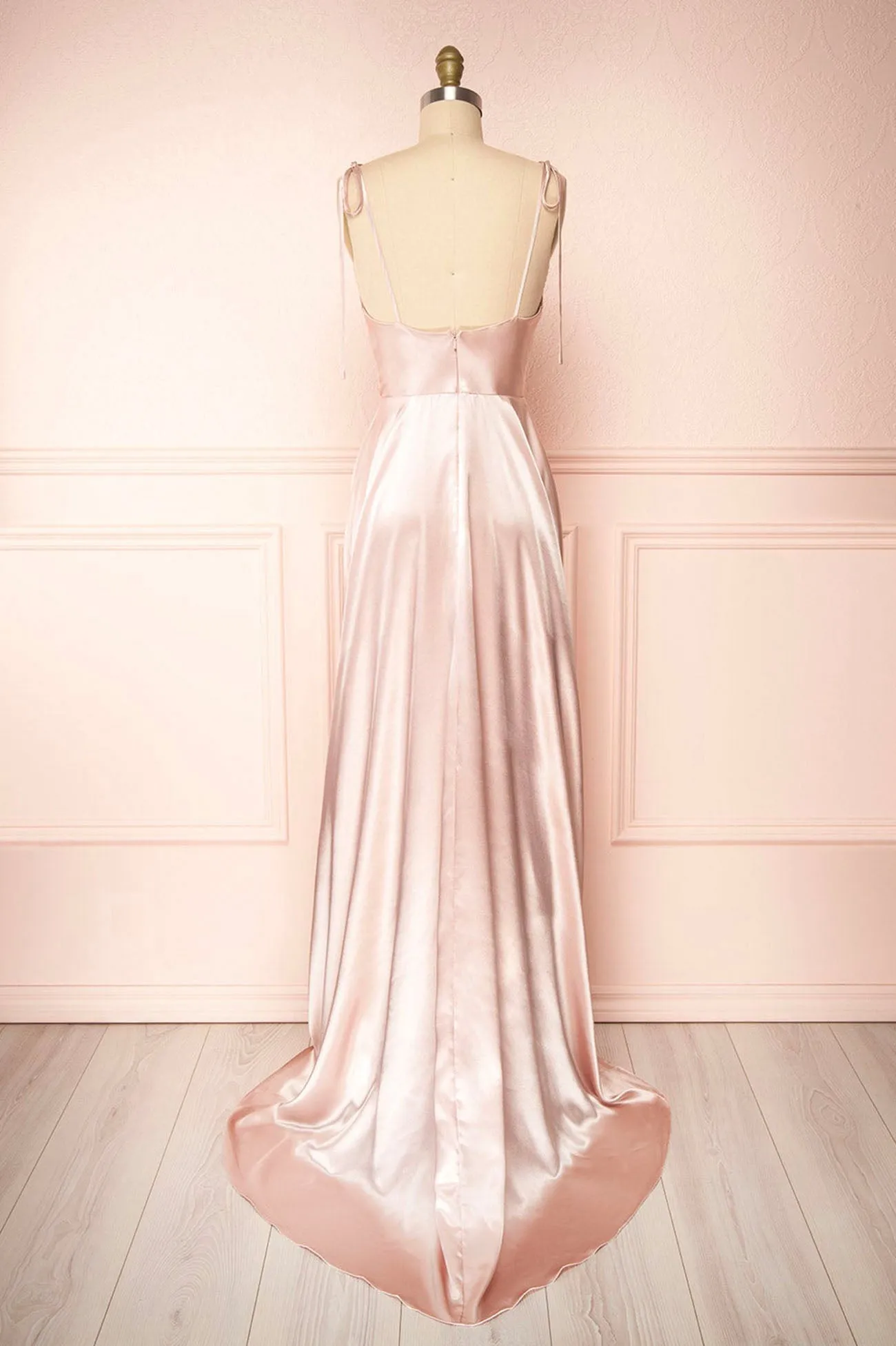 Roycebridal Vienna | Simple Satin Long A-Line Prom Dress Spaghetti Straps Evening Dress