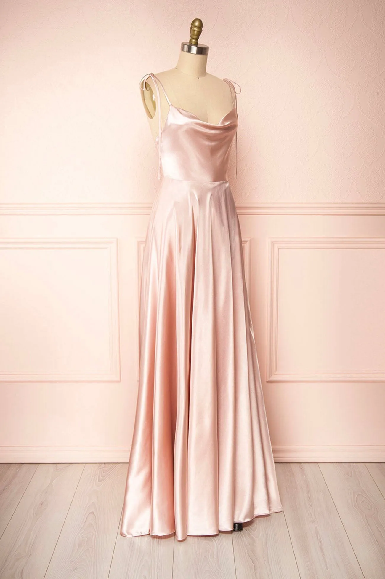 Roycebridal Vienna | Simple Satin Long A-Line Prom Dress Spaghetti Straps Evening Dress