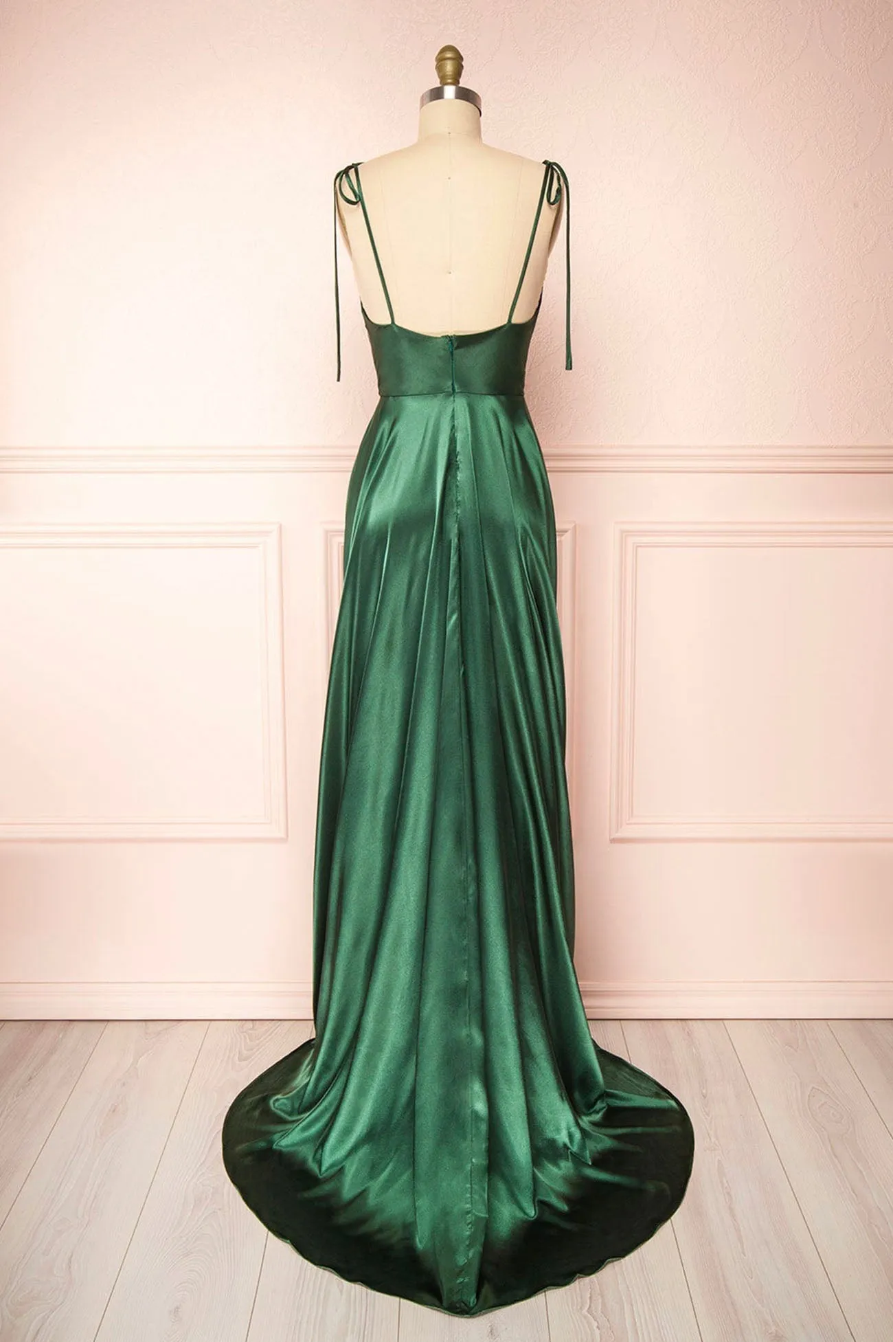 Roycebridal Vienna | Simple Satin Long A-Line Prom Dress Spaghetti Straps Evening Dress