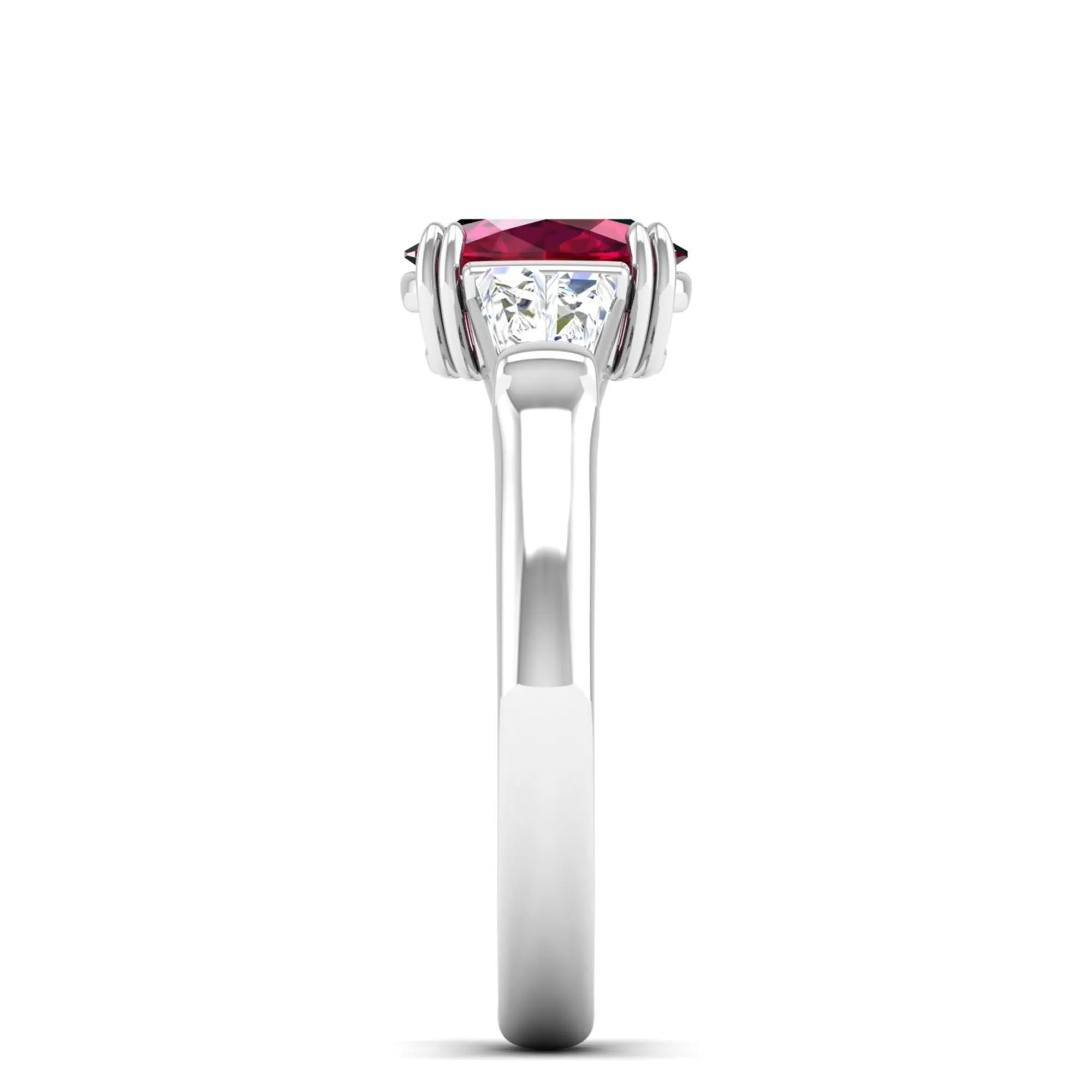 Ruby and Tapered Baguette Diamond Ring