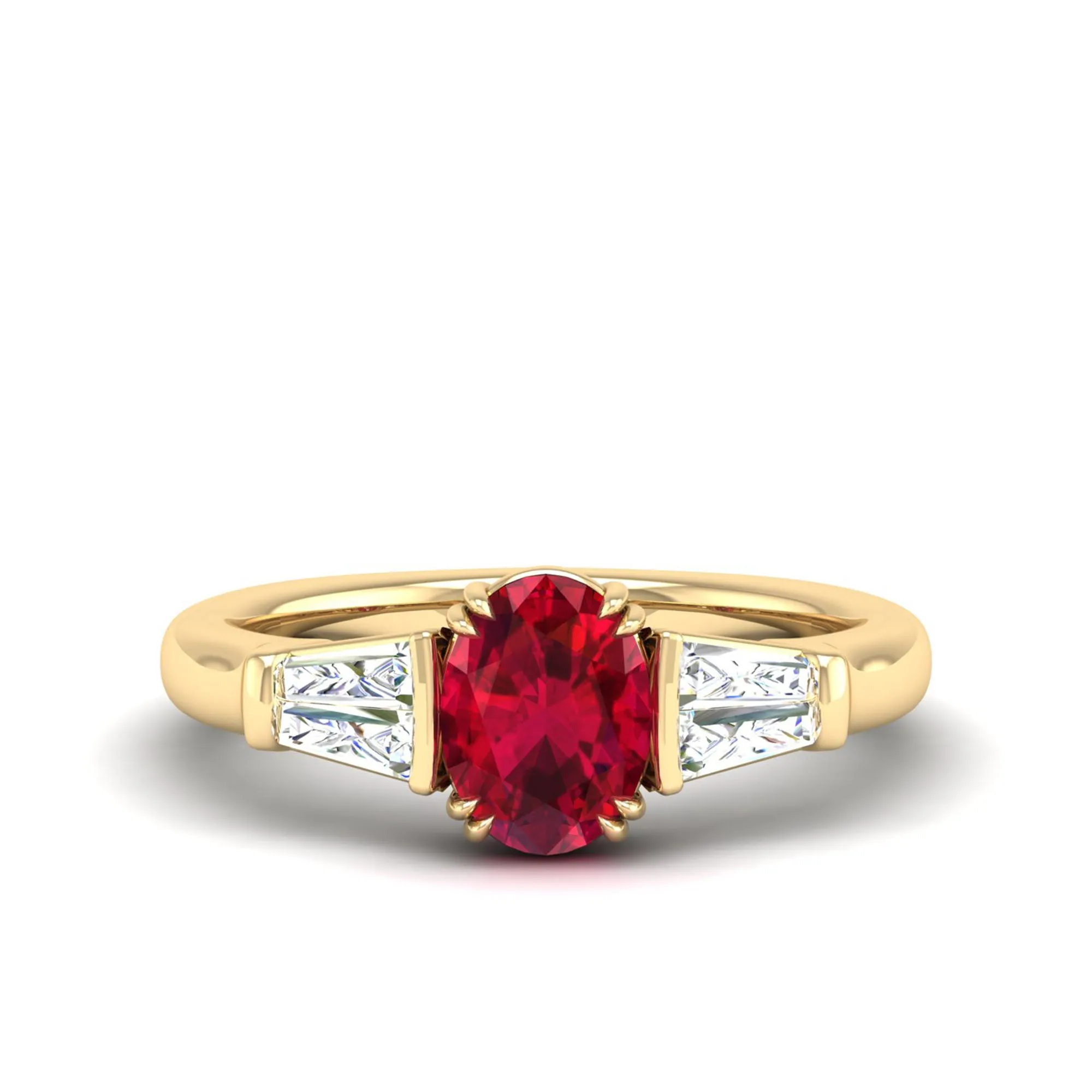 Ruby and Tapered Baguette Diamond Ring