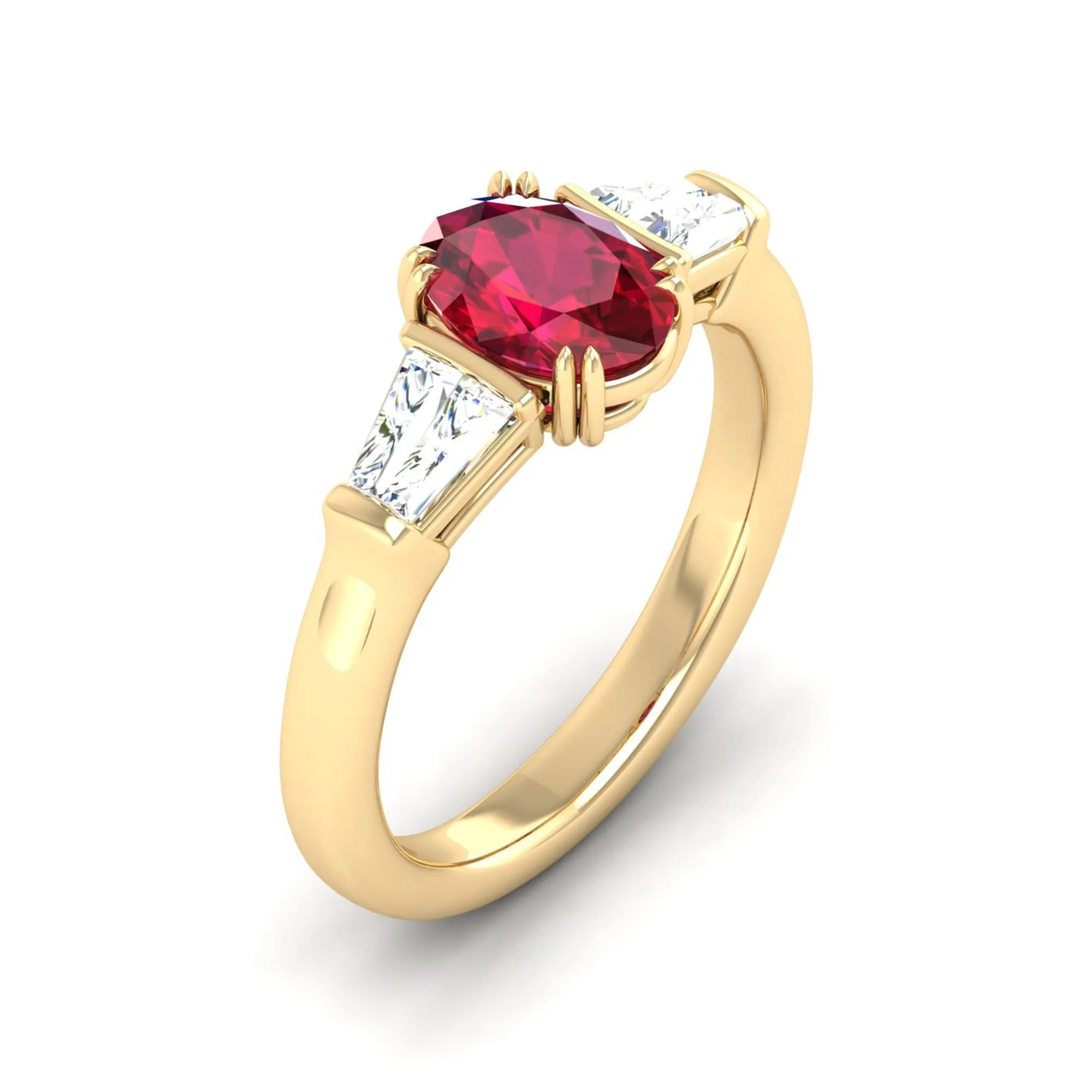 Ruby and Tapered Baguette Diamond Ring