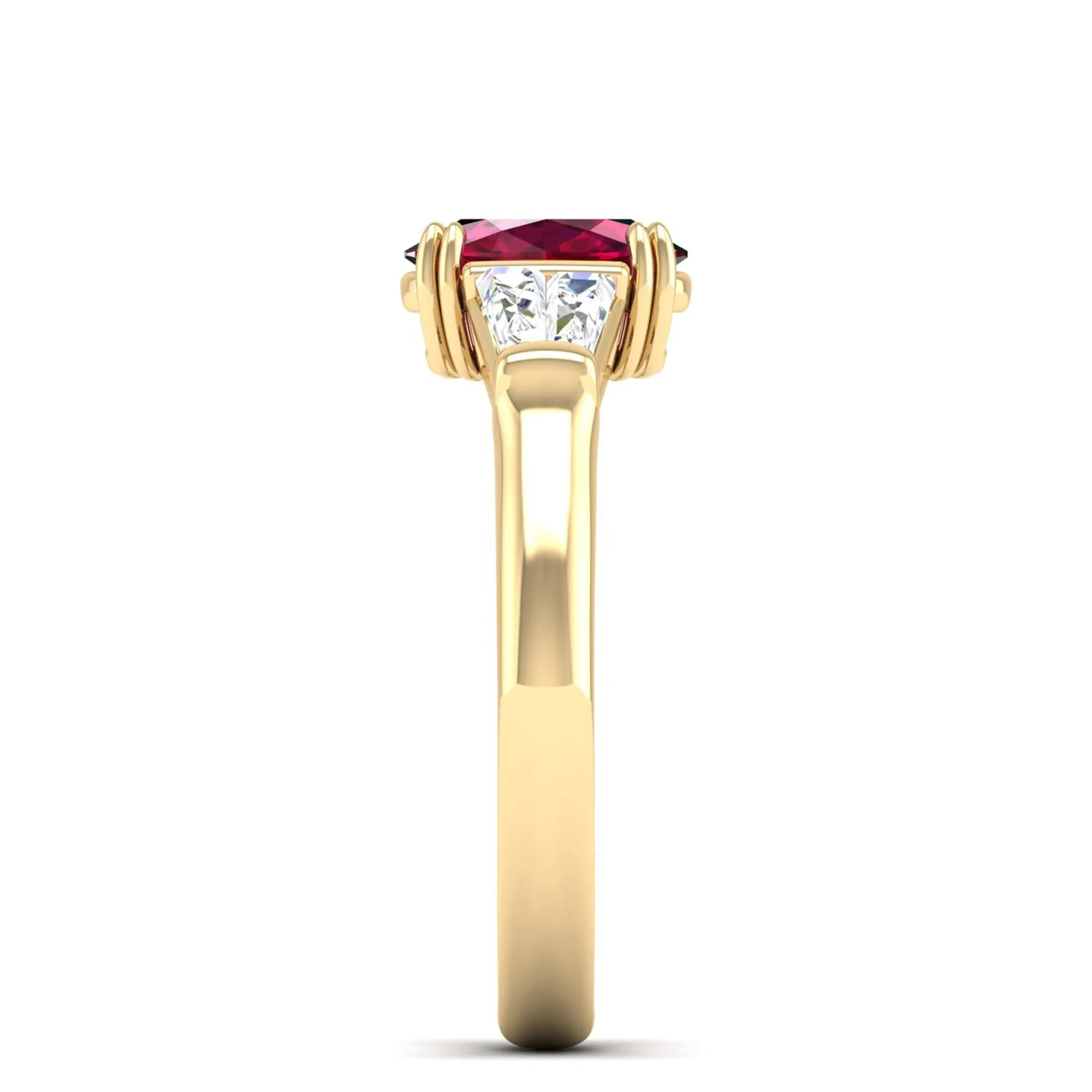 Ruby and Tapered Baguette Diamond Ring