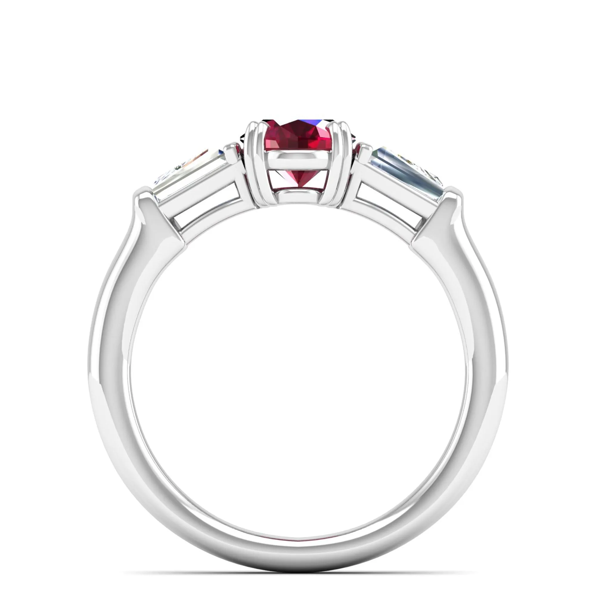 Ruby and Tapered Baguette Diamond Ring