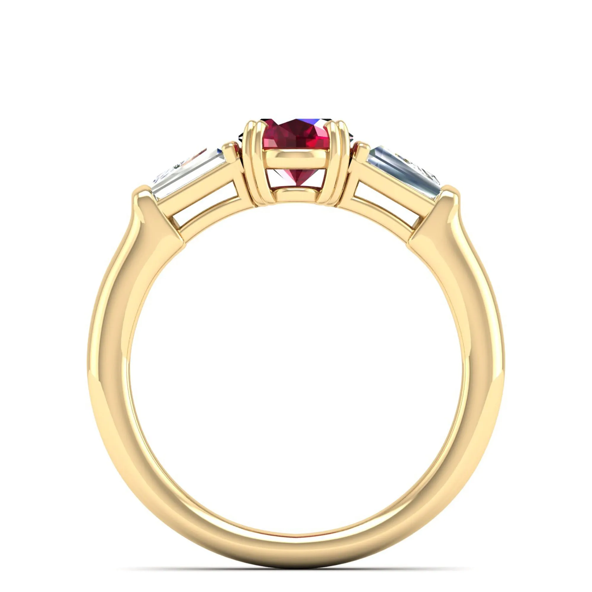 Ruby and Tapered Baguette Diamond Ring