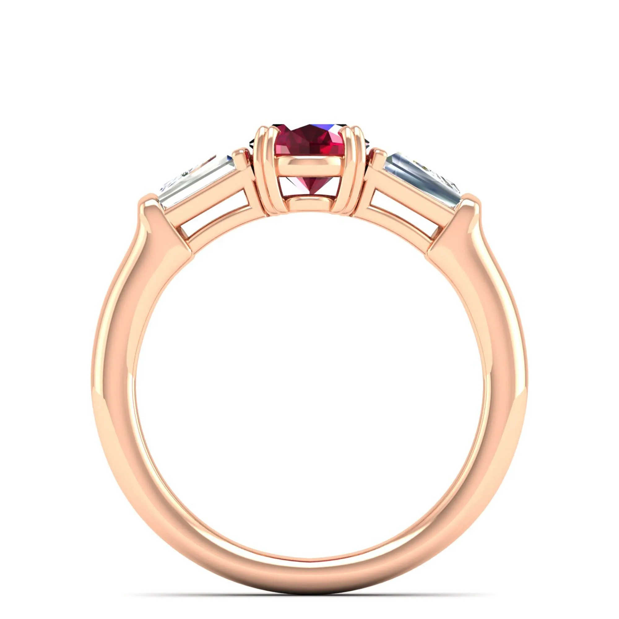 Ruby and Tapered Baguette Diamond Ring