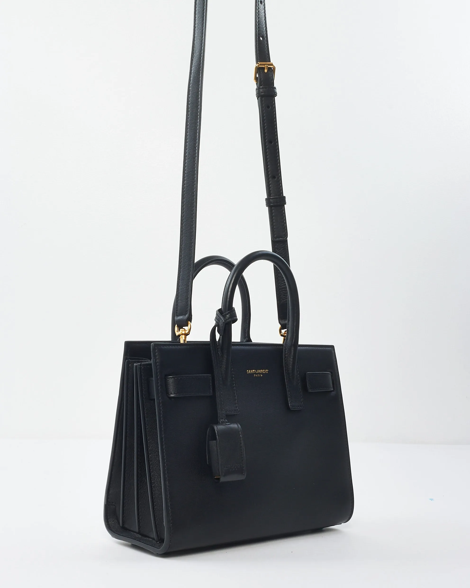 Saint Laurent Black Smooth Leather Nano Sac Du Jour GHW