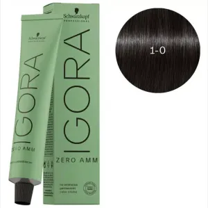Schwarzkopf Professional Igora Zero AMM Ammonia-Free Color Cream (1-0 Black Natural) (60ml)