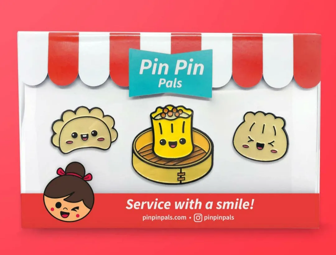 Set di spille smaltate Xiao Long Pao, Shumai e Jiaozi Dumpling-pin pin pals