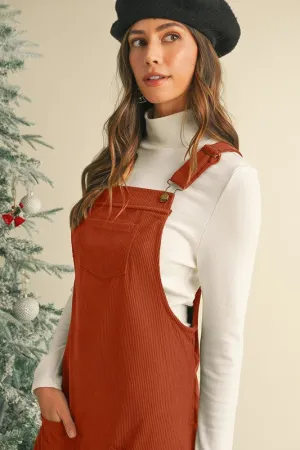 SHEWIN Corduroy Front Pockets Overall Dress