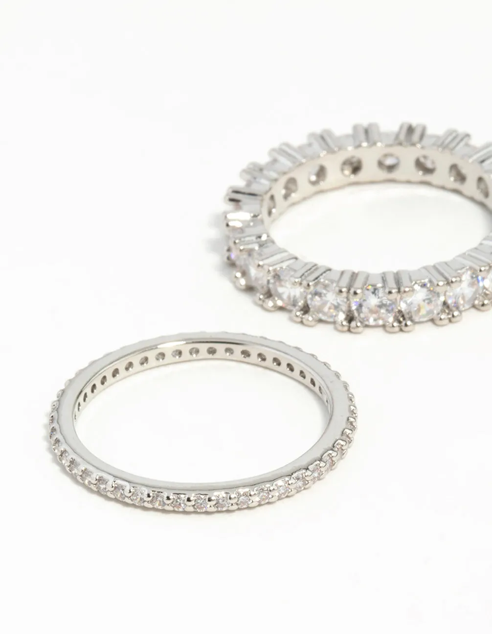 Silver Cubic Zirconia Triple Band Ring