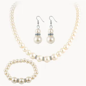 Simulated Pearl Wedding Jewelry Set