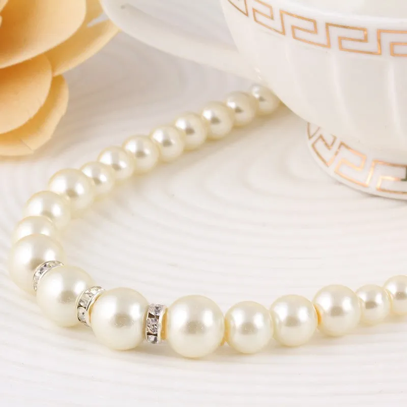 Simulated Pearl Wedding Jewelry Set