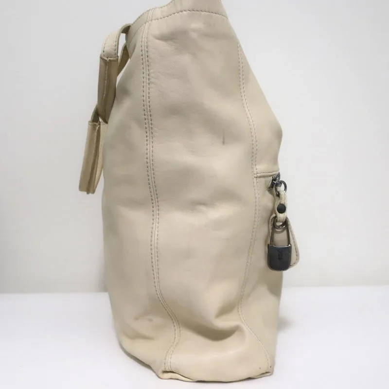 Sissi Rossi Safety Pin Shoulder Bag Cream Leather Large Tote