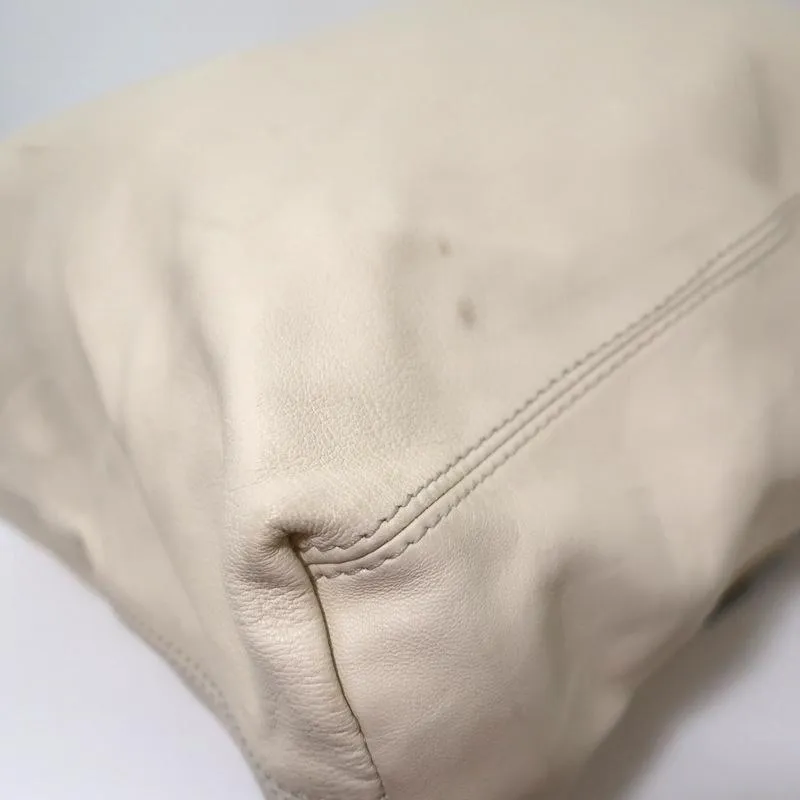 Sissi Rossi Safety Pin Shoulder Bag Cream Leather Large Tote
