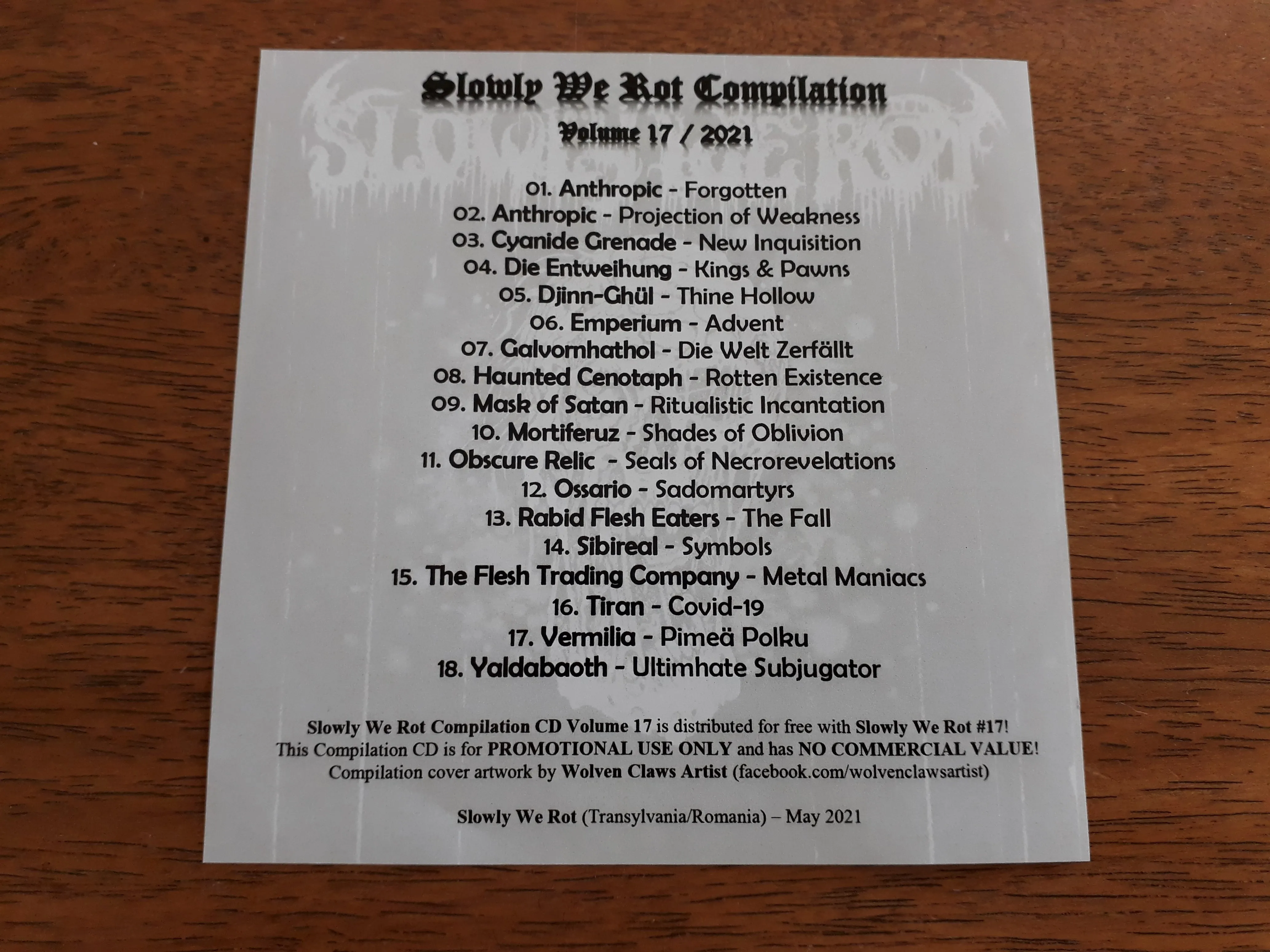 SLOWLY WE ROT Zine #17   CD