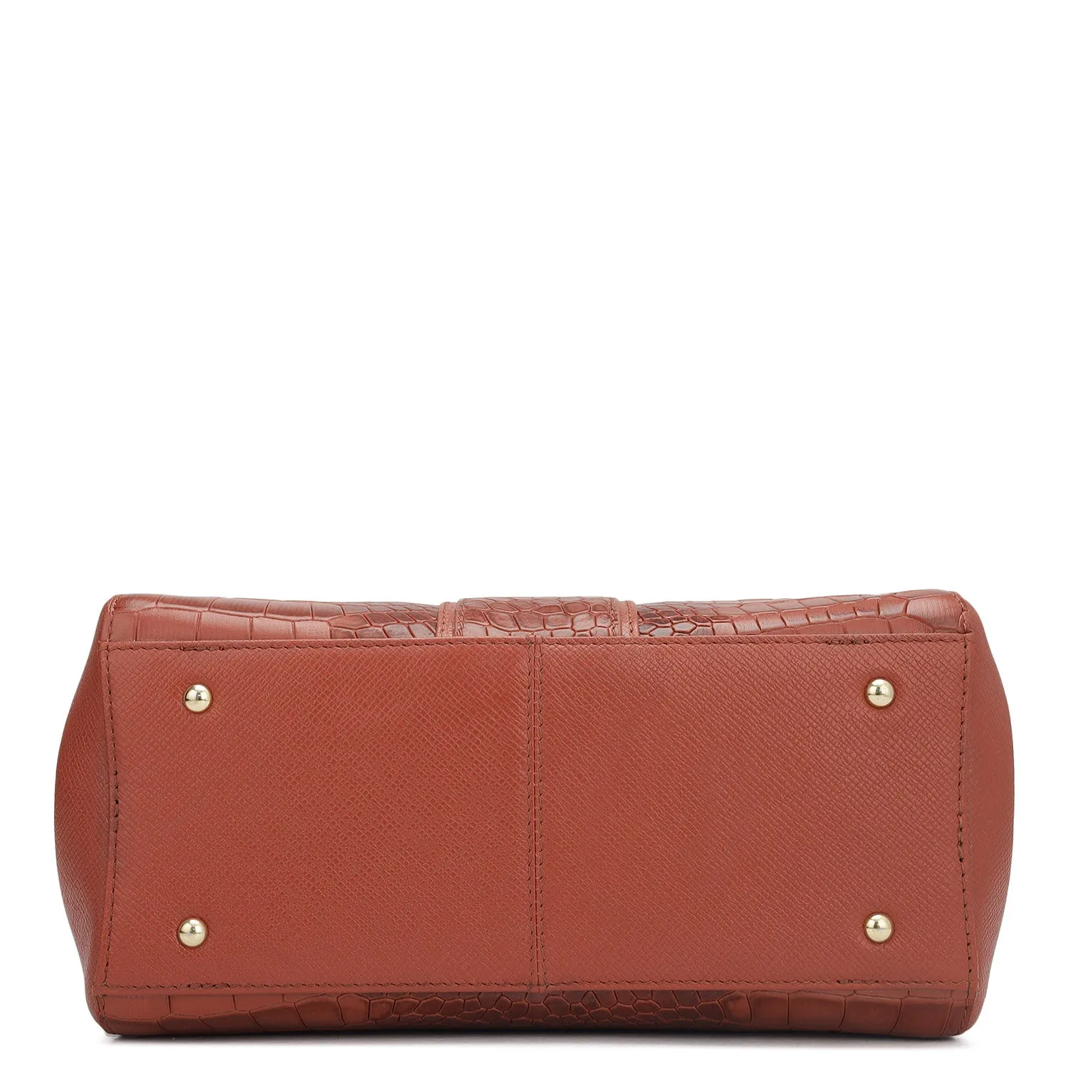Small Croco Leather Satchel - Brick