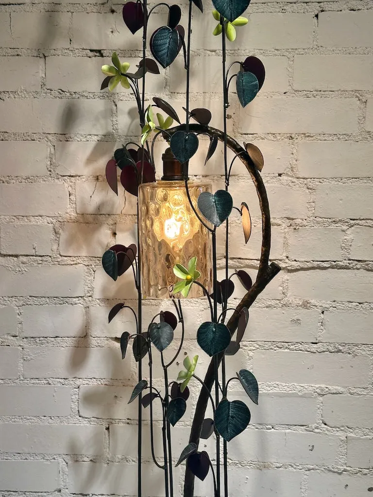SMALL YELLOW FLOWER AND MORNING GLORY FIELD STUDY LAMP