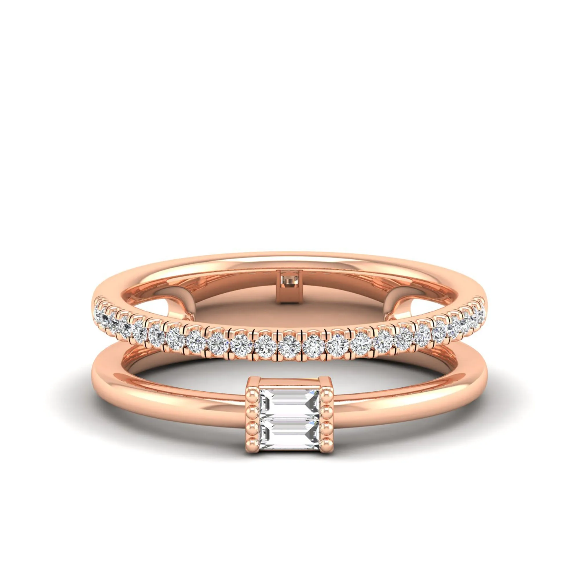 Stacked Baguette Diamond Band