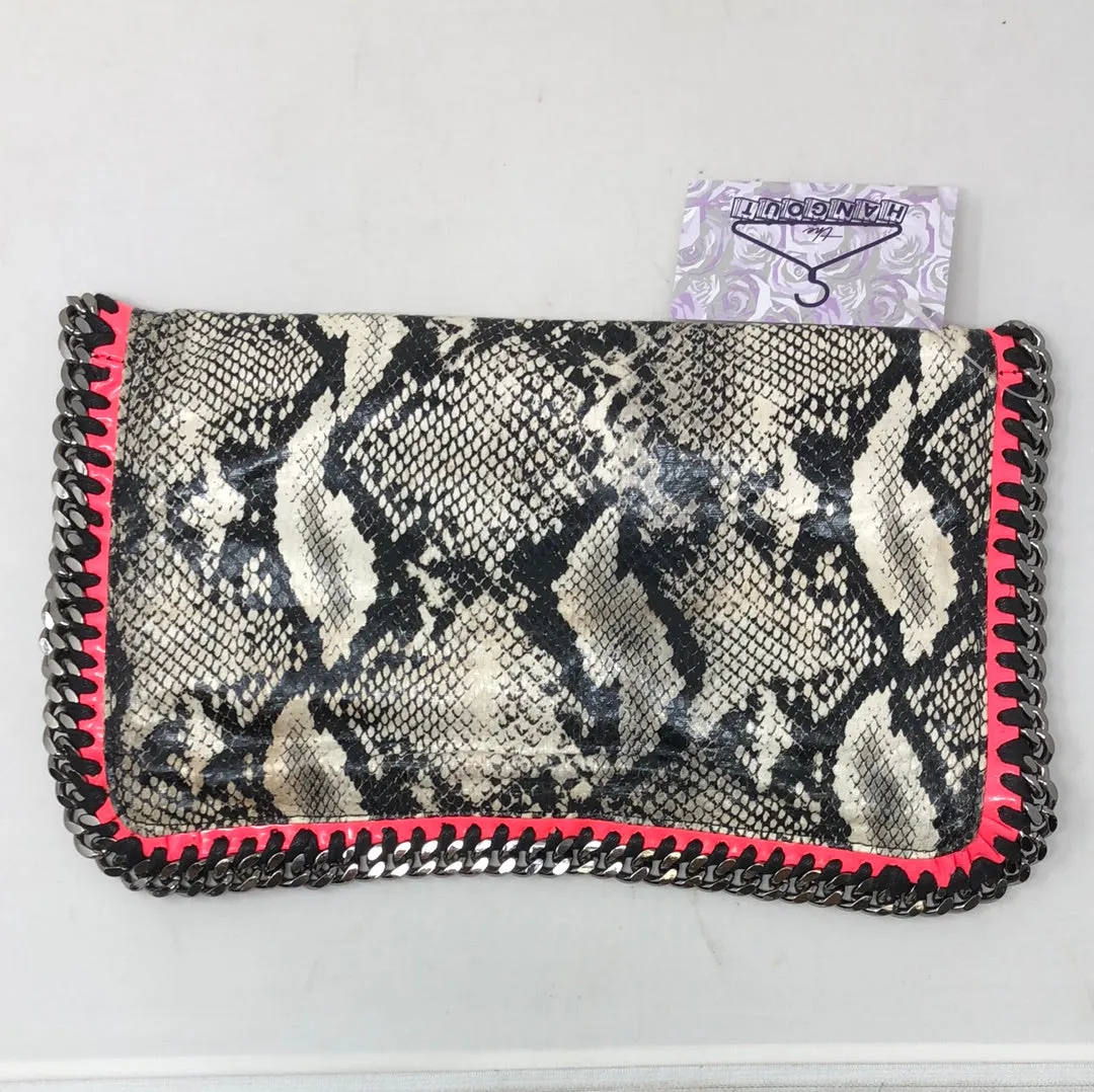 Stella McCartney Falabella Faux Snakeskin Print with Neon Pink & Silver metal Trim