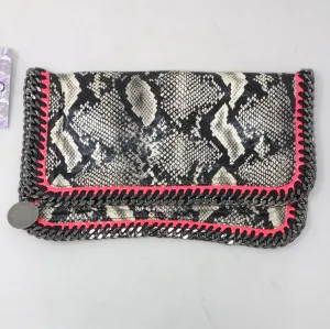 Stella McCartney Falabella Faux Snakeskin Print with Neon Pink & Silver metal Trim