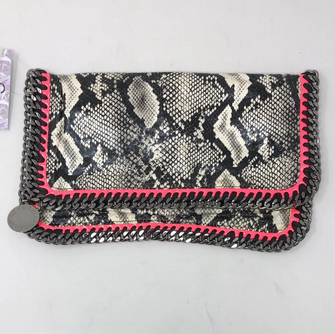 Stella McCartney Falabella Faux Snakeskin Print with Neon Pink & Silver metal Trim