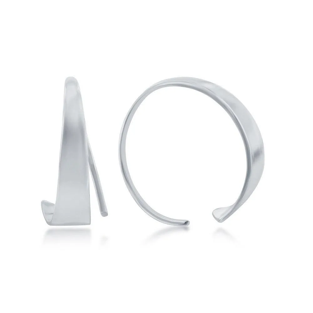 Sterling Silver Flat Bar Half Hoop Earrings