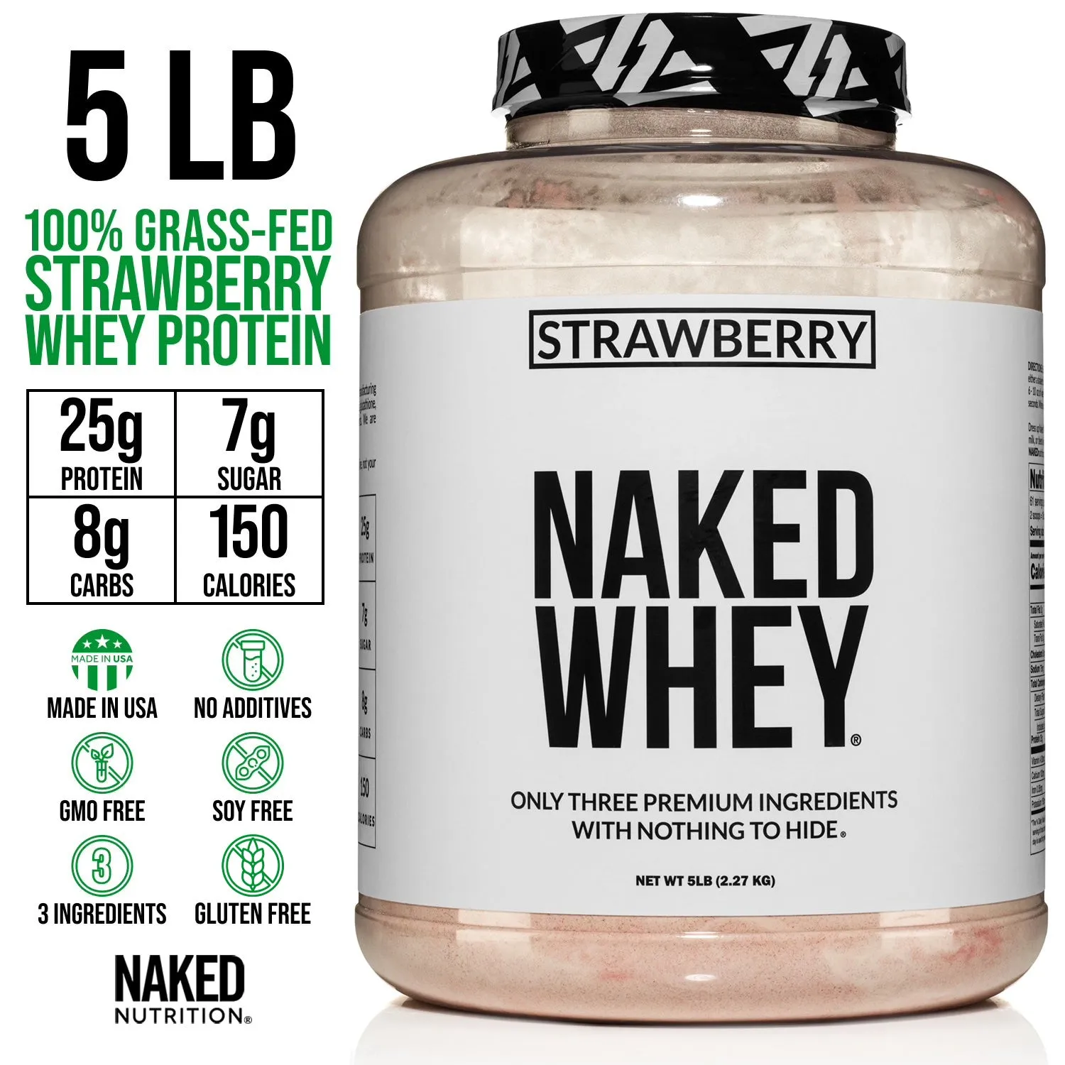 Strawberry Whey Protein Powder | Naked Strawberry Whey - 5LB