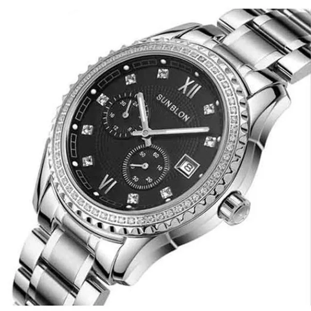 SUNBLON Two-Way Timing Movement Water Resistant Stainless Steel Men's Automatic Mechanical Watch