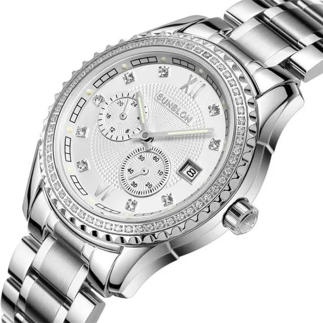 SUNBLON Two-Way Timing Movement Water Resistant Stainless Steel Men's Automatic Mechanical Watch