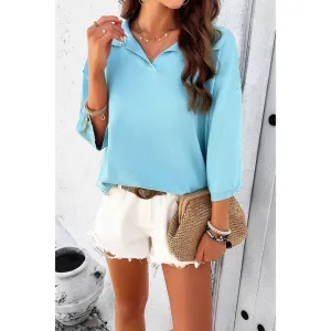 Tami Knit Loose Fit Collar Sweater Blue