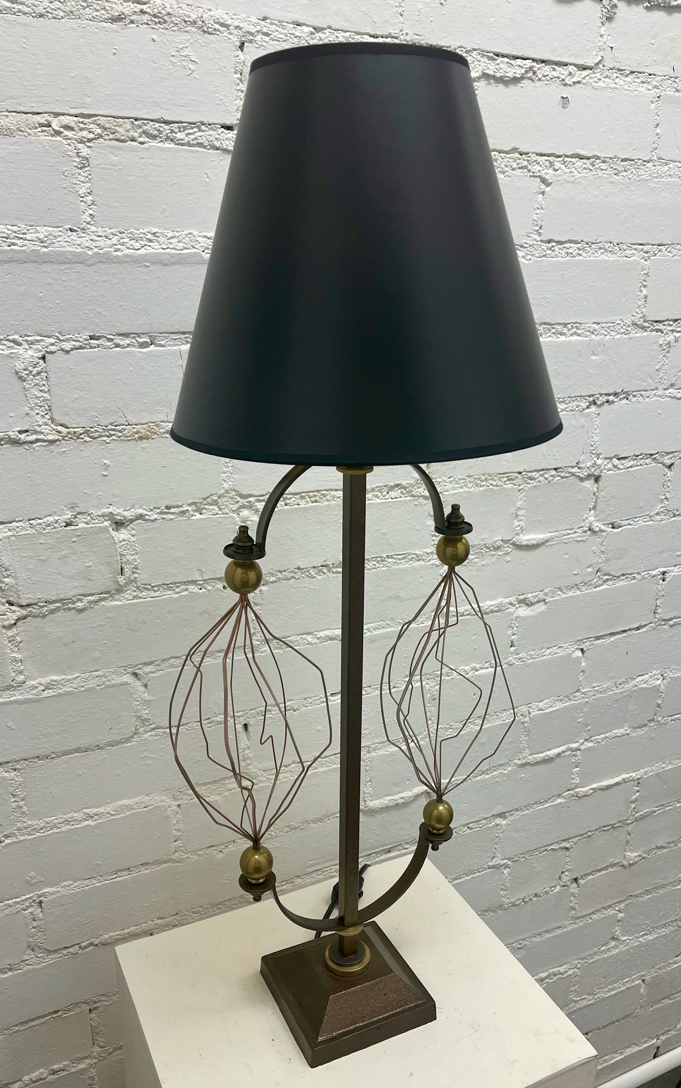 “Tesla” Inspired Vertical Table Lamp with Black Shade