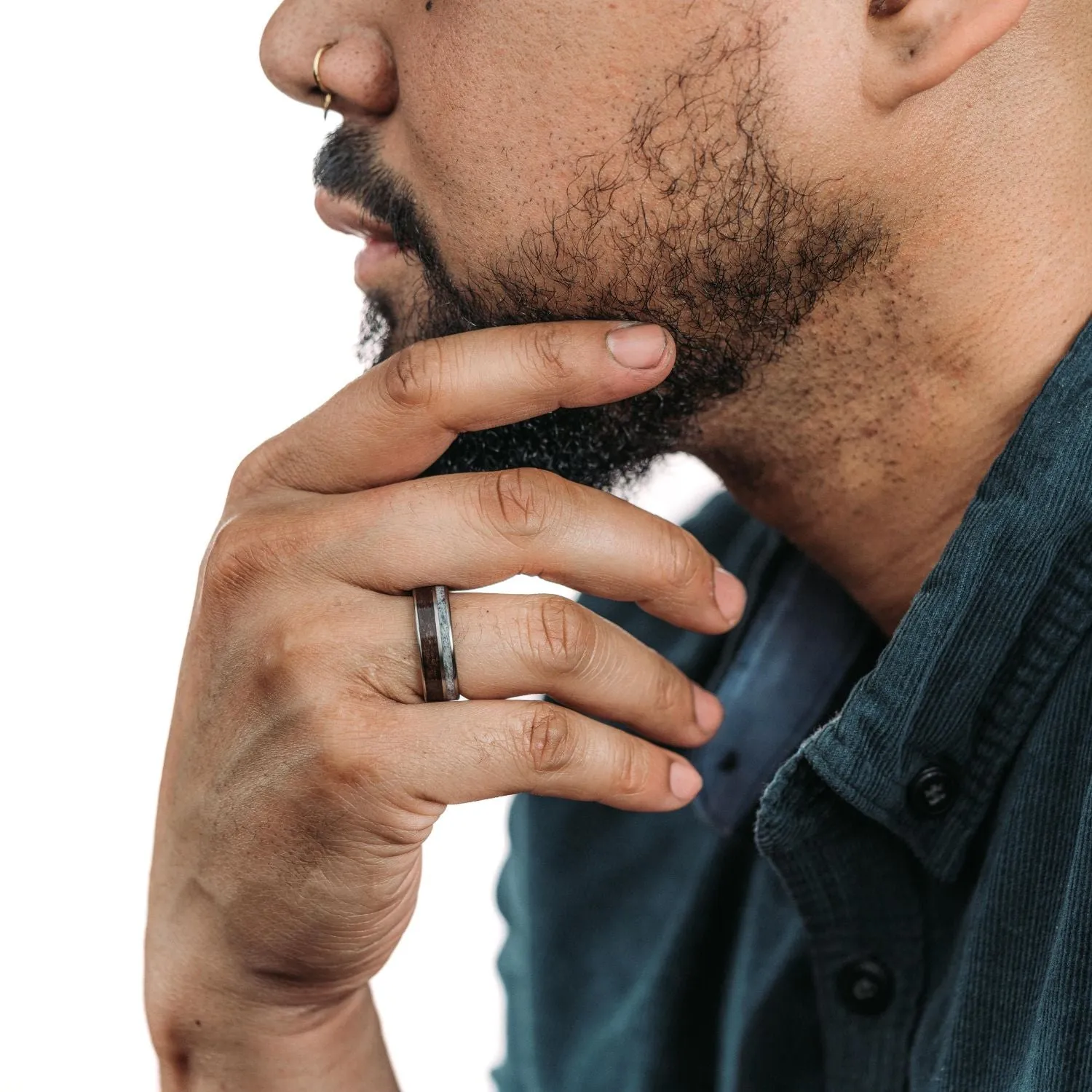 The High Country | Men's Antique Walnut, Elk Antler, & Titanium Wedding Band