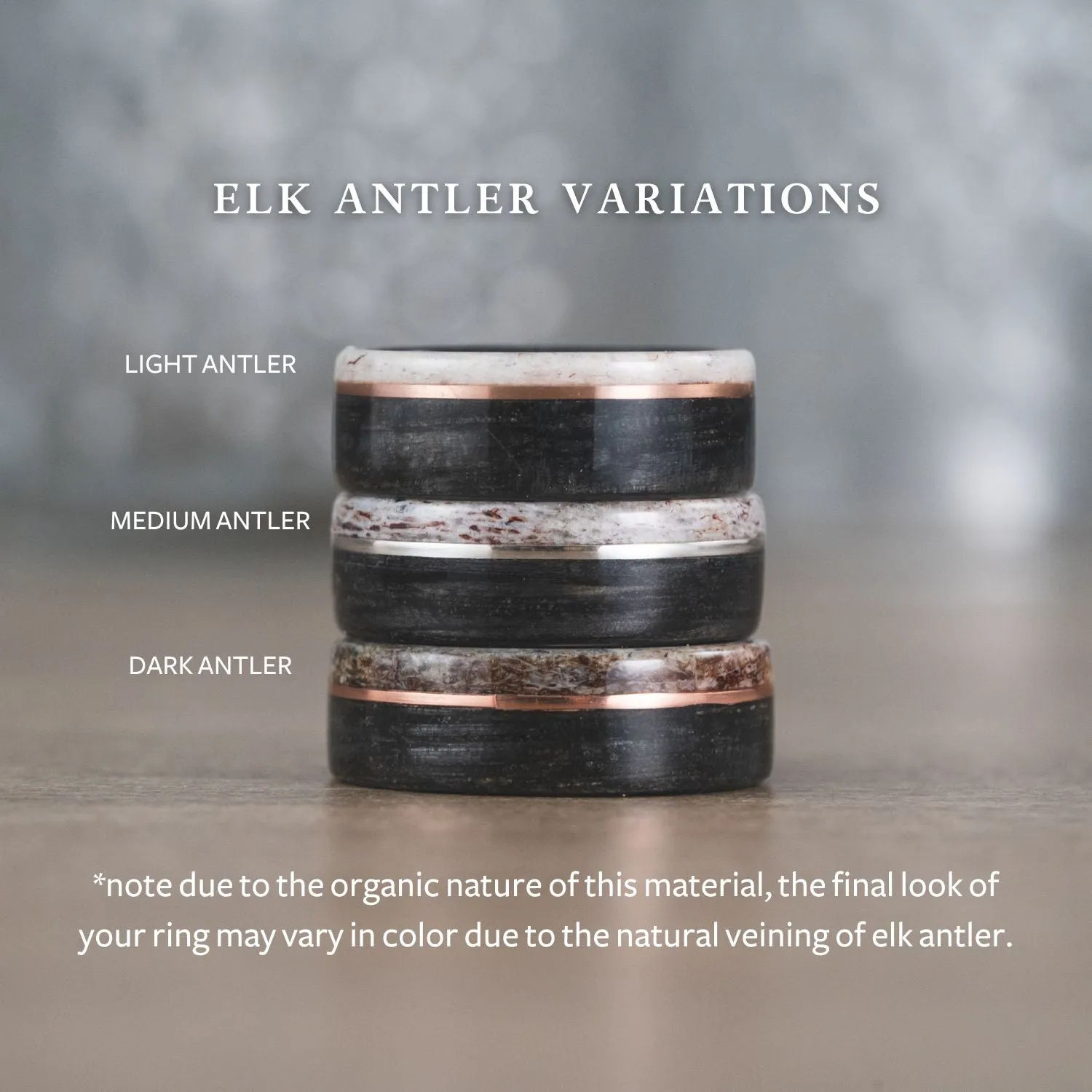 The High Country | Men's Antique Walnut, Elk Antler, & Titanium Wedding Band