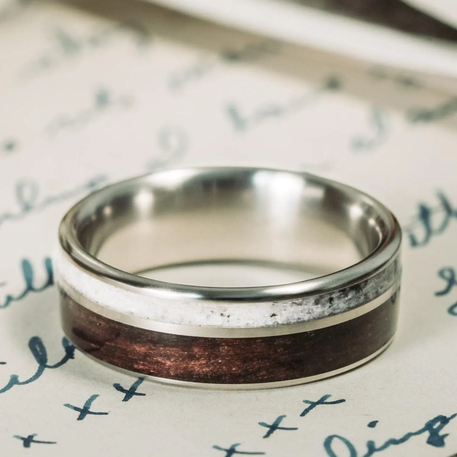 The High Country | Men's Antique Walnut, Elk Antler, & Titanium Wedding Band