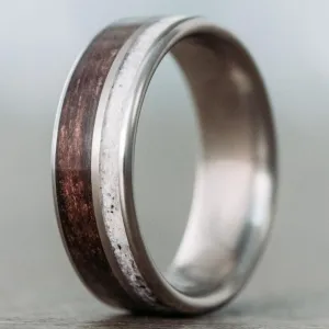 The High Country | Men's Antique Walnut, Elk Antler, & Titanium Wedding Band