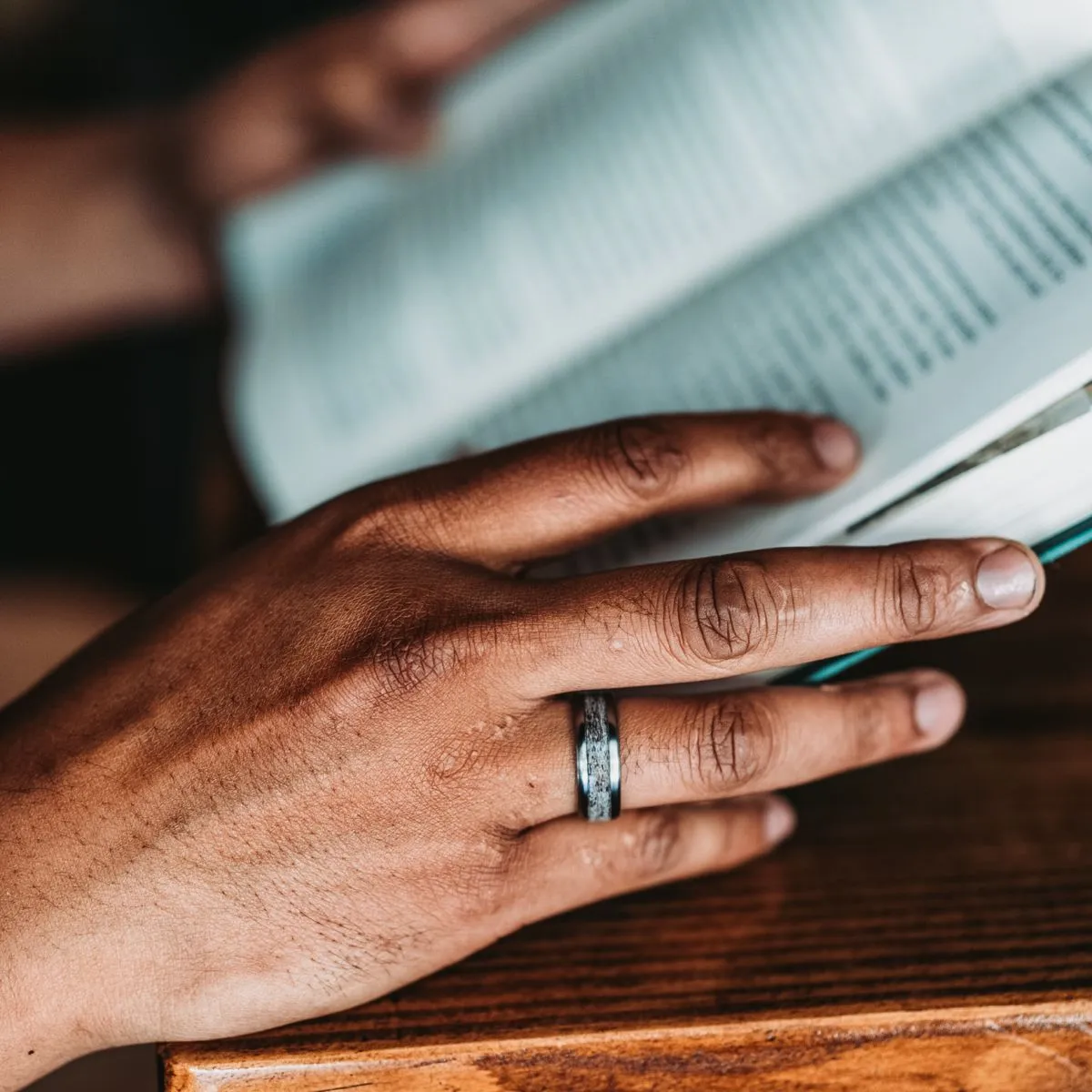 The Marksman | Men's Elk Antler and Titanium Wedding Band