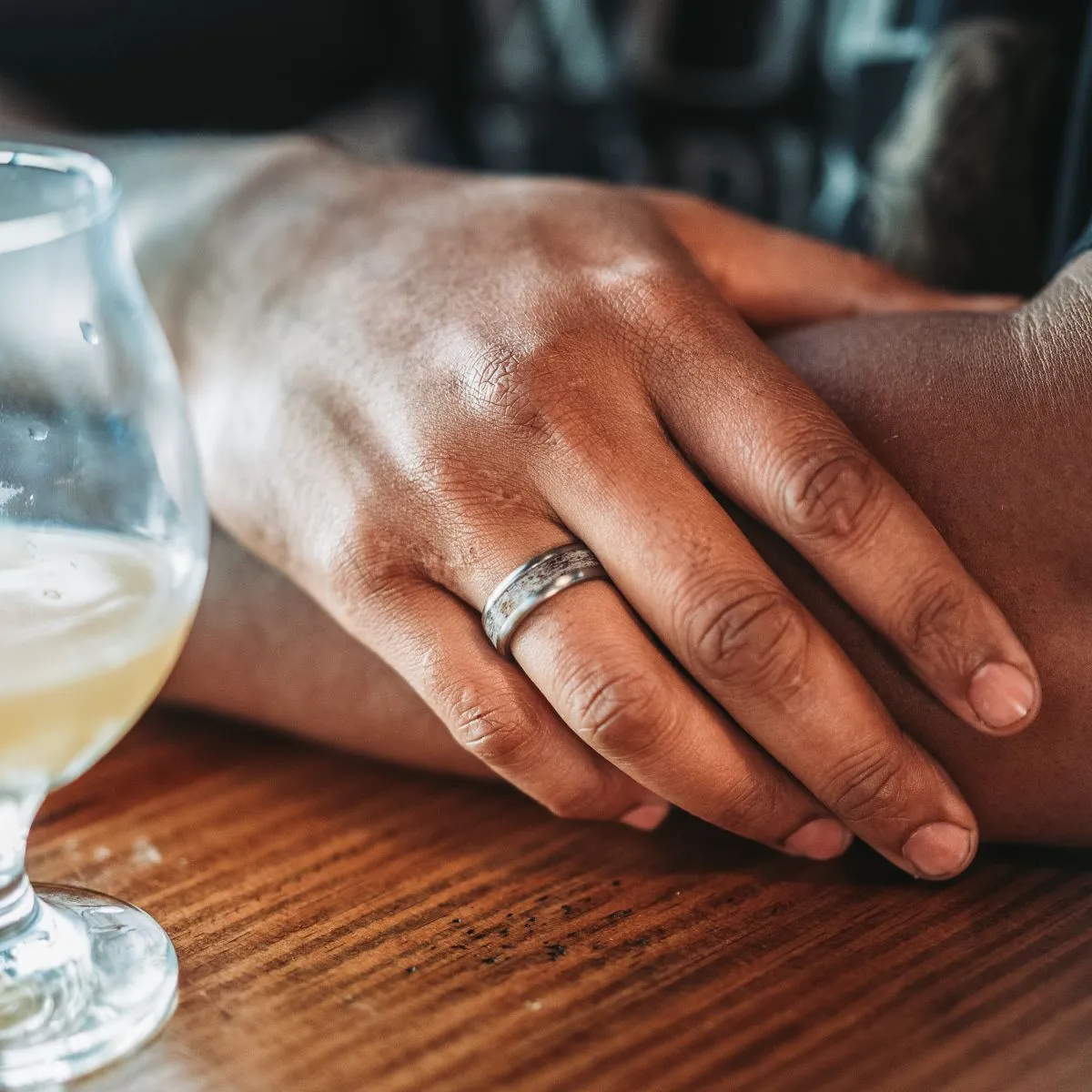 The Marksman | Men's Elk Antler and Titanium Wedding Band